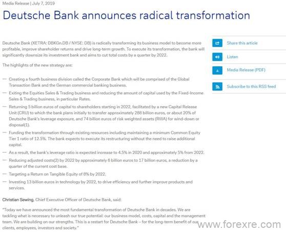 ATFX：德意志银行计划裁员1.8W,德国经济或蒙上阴影