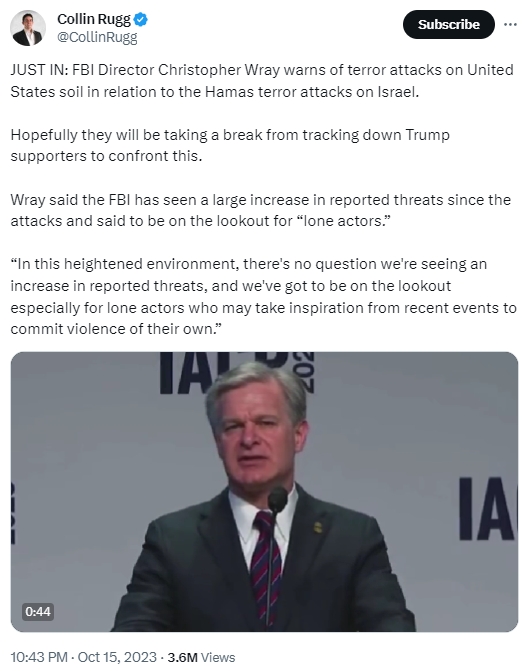 FBI示警：“哈马斯存在袭击美国领土可能性”，拜登派遣第二艘航母群，埃及考虑从加沙接纳难民