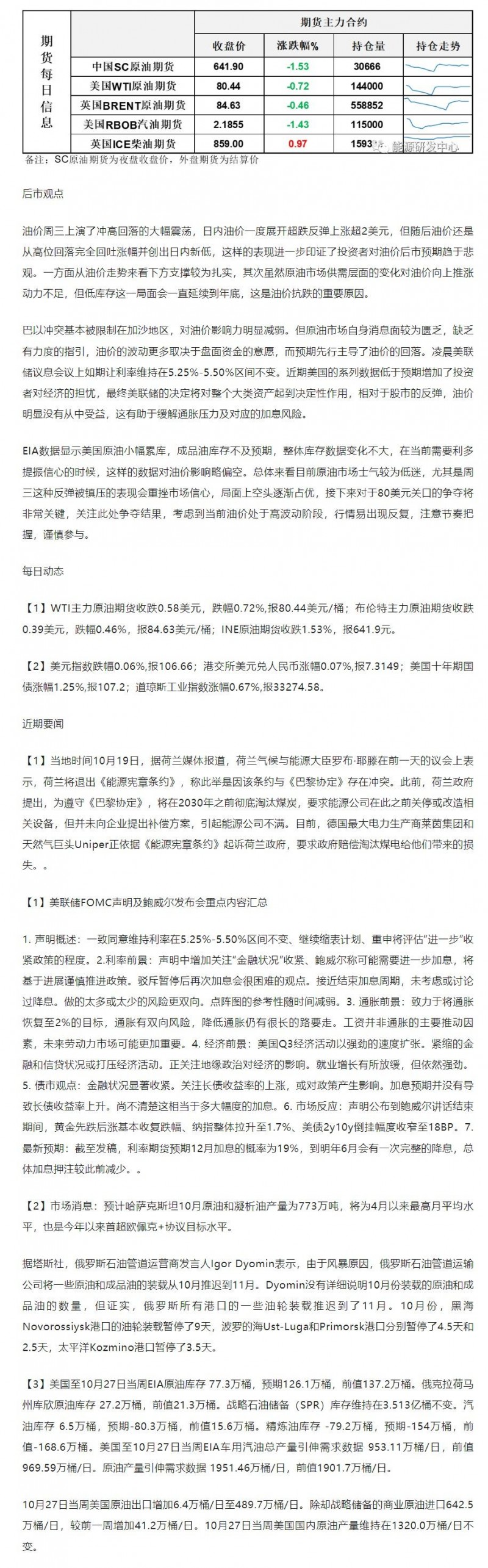 海通期货11月2日原油日报：美国原油小幅累库，成品油库存不及预期