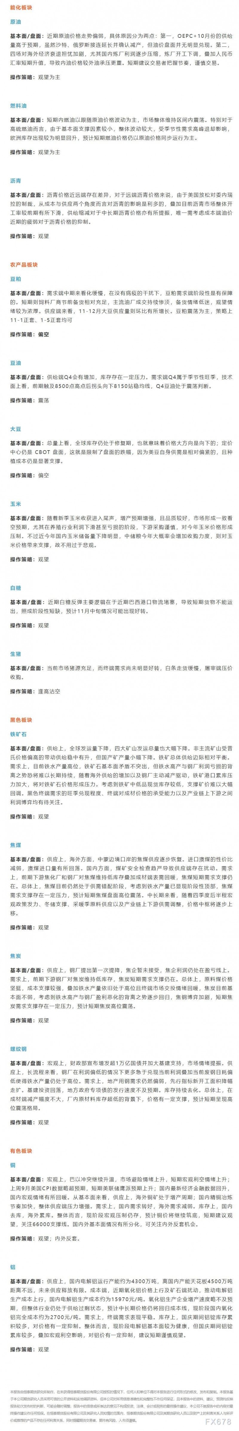 恒泰期货11月8日早间交易策略