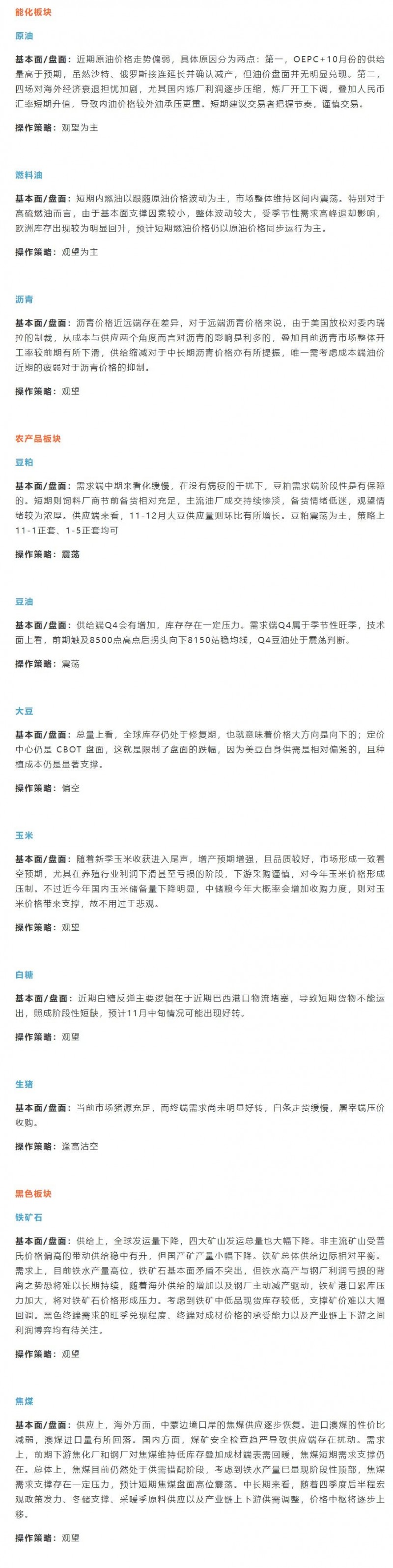 恒泰期货11月10日交易策略