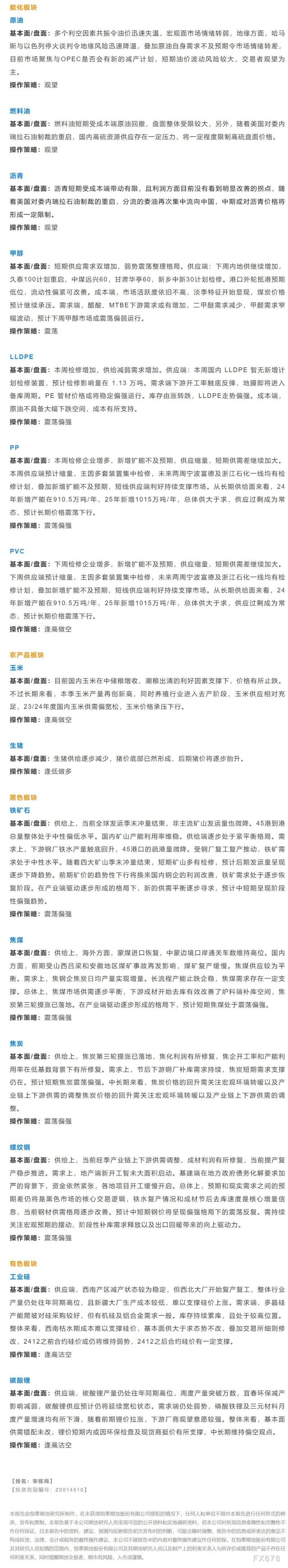 恒泰期货5月14日早间交易策略