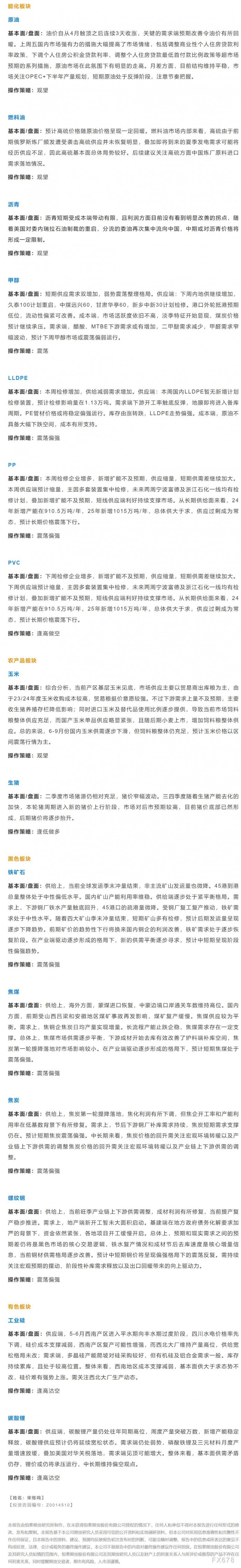 恒泰期货5月27日早间交易策略